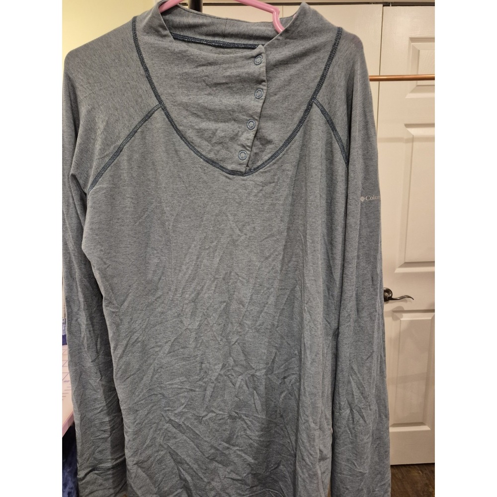 COLUMBIA Women's Long Sleeve Athletic Top Shirt, Button Neck, Size XL EUC‎